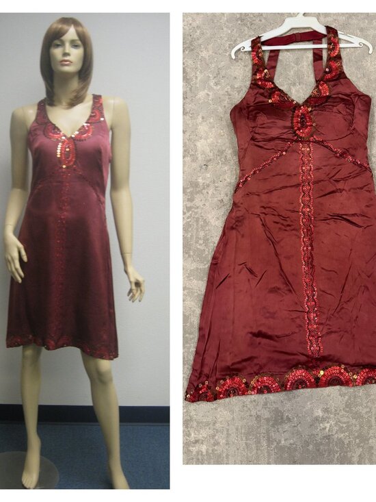 Sue Wong Dresses & Skirts - Sue Wong Nocturne Dress Y2K Cocktail #84 Flapper Halter Red Silk Sequin Art Deco